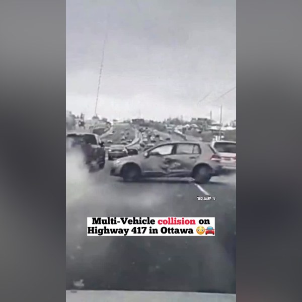 Dashcam Footage Captures Terrifying Multi-Vehicle Crash on Highway 417 in Ottawa