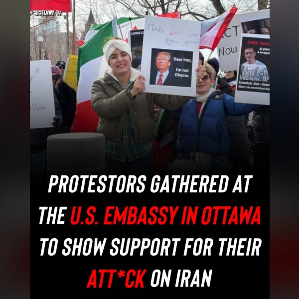 Thousands Rally Outside U.S. Embassy in Ottawa Following Iran Strikes